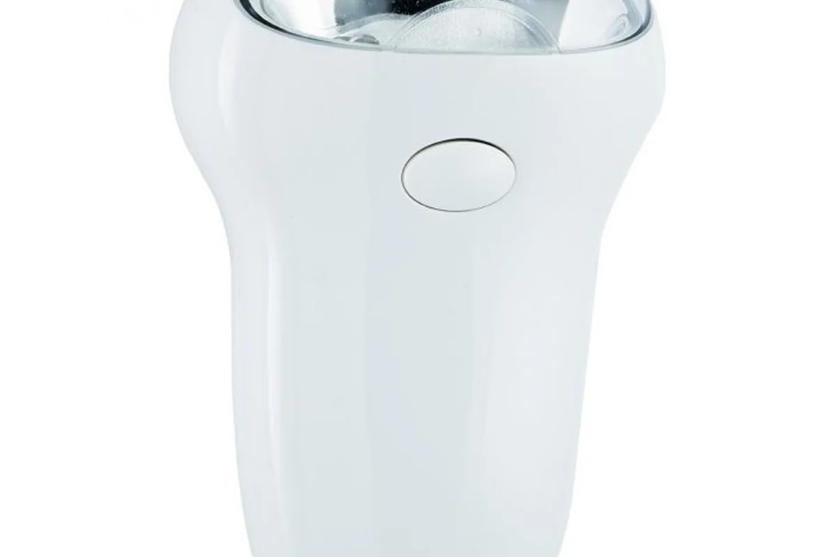 A white plug-in LED night light that detaches from the wall outlet to work as a flashlight